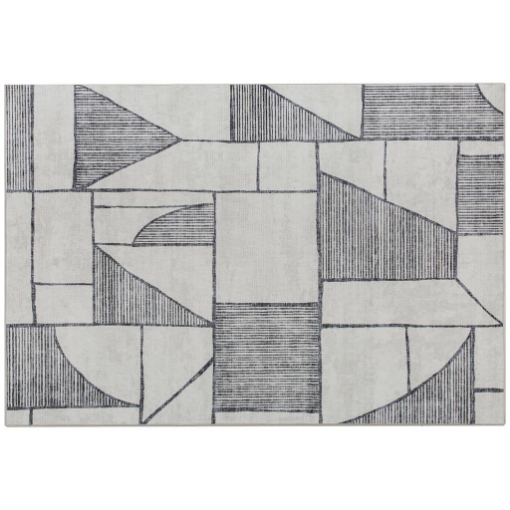 TAPPETO MODERNO ANTISCIVOLO A LINEE GEOMETRICHE, IN POLIESTERE MULTICOLORE, 230X160X0.7 CM