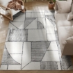 TAPPETO MODERNO ANTISCIVOLO A LINEE GEOMETRICHE, IN POLIESTERE MULTICOLORE, 230X160X0.7 CM