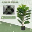 PIANTA FINTA FICUS LYRATA ALTA 80 CM PER INTERNI CON VASO, DECORAZIONE PER CASA E UFFICIO, VERDE