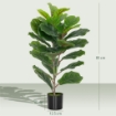 PIANTA FINTA FICUS LYRATA ALTA 80 CM PER INTERNI CON VASO, DECORAZIONE PER CASA E UFFICIO, VERDE