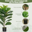 PIANTA FINTA FICUS LYRATA ALTA 80 CM PER INTERNI CON VASO, DECORAZIONE PER CASA E UFFICIO, VERDE