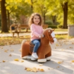 CAVALLO ELETTRICO PER BAMBINI CON PEDALI, ROTELLE E SUONI, IN PELUCHE E METALLO, 74X34X51 CM, MARRONE