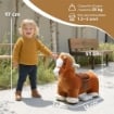 CAVALLO ELETTRICO PER BAMBINI CON PEDALI, ROTELLE E SUONI, IN PELUCHE E METALLO, 74X34X51 CM, MARRONE