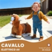 CAVALLO ELETTRICO PER BAMBINI CON PEDALI, ROTELLE E SUONI, IN PELUCHE E METALLO, 74X34X51 CM, MARRONE