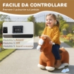 CAVALLO ELETTRICO PER BAMBINI CON PEDALI, ROTELLE E SUONI, IN PELUCHE E METALLO, 74X34X51 CM, MARRONE