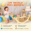 ARCO MONTESSORI IN LEGNO PER BAMBINI 2-4 ANNI CONVERTIBILE IN DONDOLO 110X52X45 CM, COLOR LEGNO