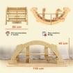 ARCO MONTESSORI IN LEGNO PER BAMBINI 2-4 ANNI CONVERTIBILE IN DONDOLO 110X52X45 CM, COLOR LEGNO