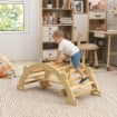 ARCO MONTESSORI IN LEGNO PER BAMBINI 2-4 ANNI CONVERTIBILE IN DONDOLO 110X52X45 CM, COLOR LEGNO
