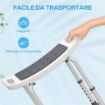 SGABELLO DA DOCCIA IN LEGA DI ALLUMINIO E PLASTICA ANTISCIVOLO, ALTEZZA REGOLABILE 6 LIVELLI 39-52CM, GRIGIO