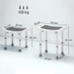 SGABELLO DA DOCCIA IN LEGA DI ALLUMINIO E PLASTICA ANTISCIVOLO, ALTEZZA REGOLABILE 6 LIVELLI 39-52CM, GRIGIO