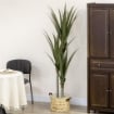 PIANTA ARTIFICIALE DI YUCCA DA 190 CM CON 39 FOGLIE IN VASO CONTENITORE DI PEVA E CEMENTO