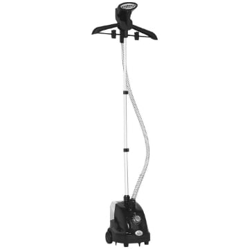 STIRATRICE VERTICALE A VAPORE DA 1.4L CON ASTA ESTENDIBILE E 2 ROTELLE, IN ABS E PP, 26X21.5X29 CM, NERO