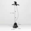 STIRATRICE VERTICALE A VAPORE DA 1.4L CON ASTA ESTENDIBILE E 2 ROTELLE, IN ABS E PP, 26X21.5X29 CM, NERO