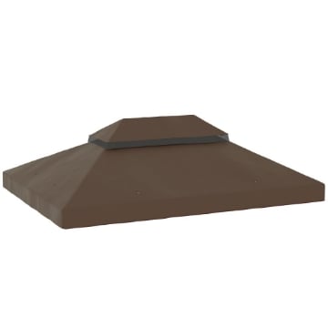 COPERTURA PER GAZEBO DA GIARDINO 3X4 M A 2 LIVELLI IN TESSUTO OXFORD 600D CON FORI DI DRENAGGIO, CAFFÈ