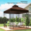 COPERTURA PER GAZEBO DA GIARDINO 3X3M UPF30+ A 2 LIVELLI IN POLIESTERE COLOR CAFFÈ