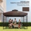 COPERTURA PER GAZEBO DA GIARDINO 3X3M UPF30+ A 2 LIVELLI IN POLIESTERE COLOR CAFFÈ