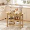 CARRELLO CUCINA IN LEGNO DI BAMBÙ CON 2 CASSETTI, 2 RIPIANI A DOGHE E 2 ROTELLE, 100X43X75 CM, LEGNO