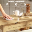 CARRELLO CUCINA IN LEGNO DI BAMBÙ CON 2 CASSETTI, 2 RIPIANI A DOGHE E 2 ROTELLE, 100X43X75 CM, LEGNO