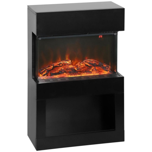 CAMINO ELETTRICO CON EFFETTO FIAMMA 3D COLORATA, 1000W/2000W CON TEMPERATURA REGOLABILE E TELECOMANDO, NERO