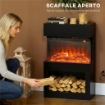 CAMINO ELETTRICO CON EFFETTO FIAMMA 3D COLORATA, 1000W/2000W CON TEMPERATURA REGOLABILE E TELECOMANDO, NERO