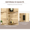 PARAVENTO DIVISORIO PER INTERNI PIEGHEVOLE A 4 ANTE CON RIPIANI IN LEGNO DI PAULONIA, 162X170 CM, LEGNO