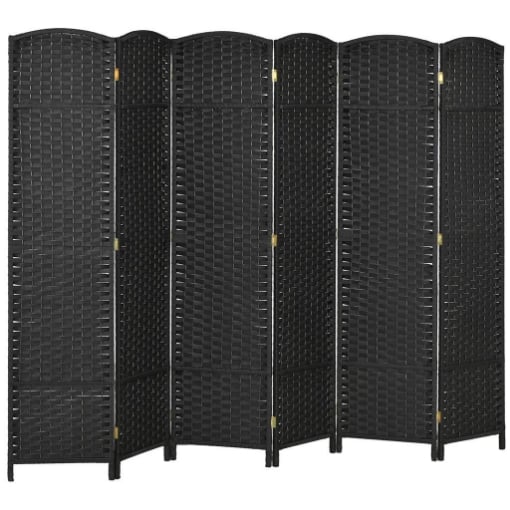 PARAVENTO DIVISORIO DA INTERNI PIEGHEVOLE A 6 ANTE INTRECCIATO, 240X170 CM, NERO