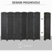 PARAVENTO DIVISORIO DA INTERNI PIEGHEVOLE A 6 ANTE INTRECCIATO, 240X170 CM, NERO