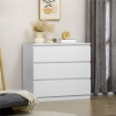 CASSETTIERA 3 CASSETTI MODERNA SENZA MANIGLIE PER CAMERA E SOGGIORNO, 80X39X73 CM, BIANCO