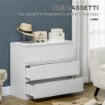 CASSETTIERA 3 CASSETTI MODERNA SENZA MANIGLIE PER CAMERA E SOGGIORNO, 80X39X73 CM, BIANCO