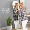 SPECCHIO DA TERRA E PARETE MODERNO IN LEGA DI ALLUMINIO CON SUPPORTO PIEGHEVOLE, 50X170 CM, NERO
