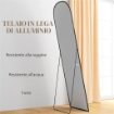SPECCHIO DA TERRA E PARETE MODERNO IN LEGA DI ALLUMINIO CON SUPPORTO PIEGHEVOLE, 50X170 CM, NERO