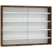 BACHECA PORTAOGGETTI A 4 RIPIANI REGOLABILI, VETRINA A MURO IN VETRO E LEGNO, 80X9.5X60 CM, MARRONE
