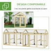 RECINTO PER GALLINE ALL'APERTO IN LEGNO CON PORTE MULTIPLE E RETE IN METALLO, 140X88.5X106 CM, COLOR LEGNO