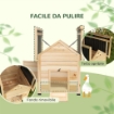 CASETTA PER ANATRE DA ESTERNO CON RAMPA, FONDO RIMOVIBILE E FORI DI VENTILAZIONE, 78X90X92 CM, LEGNO
