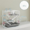 GABBIA PER CRICETI A 3 LIVELLI E 14 TUBI CON CASETTA, RAMPA, E ACCESSORI, IN METALLO E PLASTICA, 45X30X45 CM, GRIGIO
