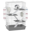 GABBIA PER CRICETI A 4 LIVELLI E 16 TUBI CON CASETTA, RAMPA, E ACCESSORI, IN METALLO E PLASTICA, 47X30X70 CM, GRIGIO
