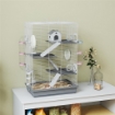 GABBIA PER CRICETI A 4 LIVELLI E 16 TUBI CON CASETTA, RAMPA, E ACCESSORI, IN METALLO E PLASTICA, 47X30X70 CM, GRIGIO
