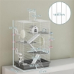 GABBIA PER CRICETI A 4 LIVELLI E 16 TUBI CON CASETTA, RAMPA, E ACCESSORI, IN METALLO E PLASTICA, 47X30X70 CM, GRIGIO