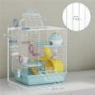 GABBIA PER CRICETI A 3 LIVELLI E 12 TUBI CON CASETTA, RAMPA, E ACCESSORI, IN METALLO E PLASTICA, 34.5X27.5X41 CM, GRIGIO