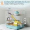 GABBIA PER CRICETI A 3 LIVELLI E 12 TUBI CON CASETTA, RAMPA, E ACCESSORI, IN METALLO E PLASTICA, 34.5X27.5X41 CM, GRIGIO