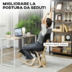 SEDIA INGINOCCHIATOIO DONDOLANTE IN TESSUTO EFFETTO LINO E LEGNO DI BETULLA, 51X84X93 CM, NERO