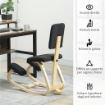SEDIA INGINOCCHIATOIO DONDOLANTE IN TESSUTO EFFETTO LINO E LEGNO DI BETULLA, 51X84X93 CM, NERO