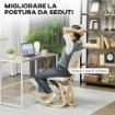 SEDIA INGINOCCHIATOIO DONDOLANTE IN TESSUTO EFFETTO LINO E LEGNO DI BETULLA, 51X84X93 CM, CREMA
