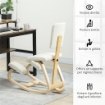 SEDIA INGINOCCHIATOIO DONDOLANTE IN TESSUTO EFFETTO LINO E LEGNO DI BETULLA, 51X84X93 CM, CREMA