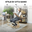 SEDIA INGINOCCHIATOIO DONDOLANTE IN TESSUTO EFFETTO LINO E LEGNO DI BETULLA, 51X84X93 CM, CREMA