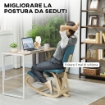 SEDIA INGINOCCHIATOIO DONDOLANTE IN TESSUTO EFFETTO LINO E LEGNO DI BETULLA, 51X84X93 CM, BLU SCURO