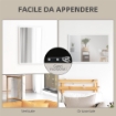 SPECCHIO DA PARETE RETTANGOLARE CON GANCI, IN VETRO E MDF, 50X70 CM, BIANCO