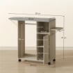 MOBILE ASSE DA STIRO CON PIANO D'APPOGGIO EFFETTO LINO, 3 RIPIANI A CUBO E GUIDA, 127X42.5X99 CM, MULTICOLORE