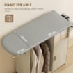 MOBILE ASSE DA STIRO CON PIANO D'APPOGGIO EFFETTO LINO, 3 RIPIANI A CUBO E GUIDA, 127X42.5X99 CM, MULTICOLORE