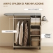 MOBILE ASSE DA STIRO CON PIANO D'APPOGGIO EFFETTO LINO, 3 RIPIANI A CUBO E GUIDA, 127X42.5X99 CM, MULTICOLORE
